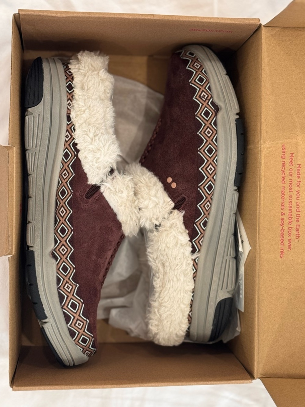 Ryka Brown Suede-Look Faux-Fur Slip-On Clog Slippers - Picture 2 of 6